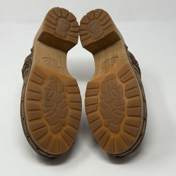 Kork Ease Tilly Clogs Womens 8 M Brown Leather Studded Block Heel Slip On - Picture 13 of 16